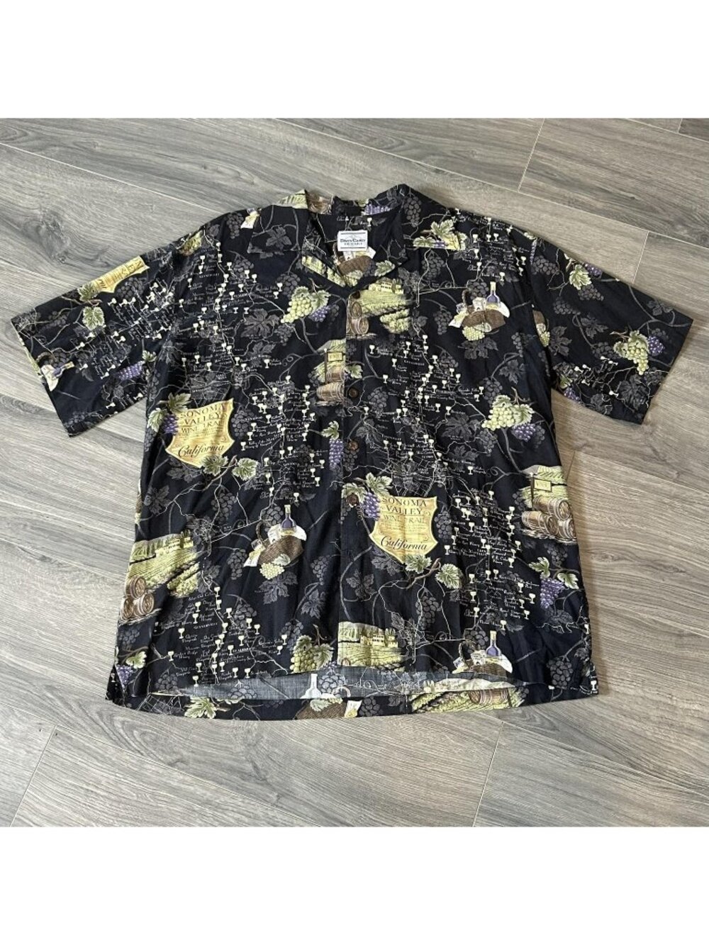 David Carey Originals Shirt Mens XL Black Sonoma Valley Wine Trail Button Up